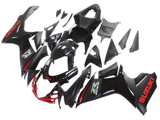 Erschwingliche Suzuki GSXR 600 / GSXR 750 Motorrad Verkleidung 2011-2024 - Schwarz Grau Rot Linie