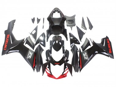 Erschwingliche Suzuki GSXR 600 / GSXR 750 Motorrad Verkleidung 2011-2024 - Schwarz Grau Rot Linie