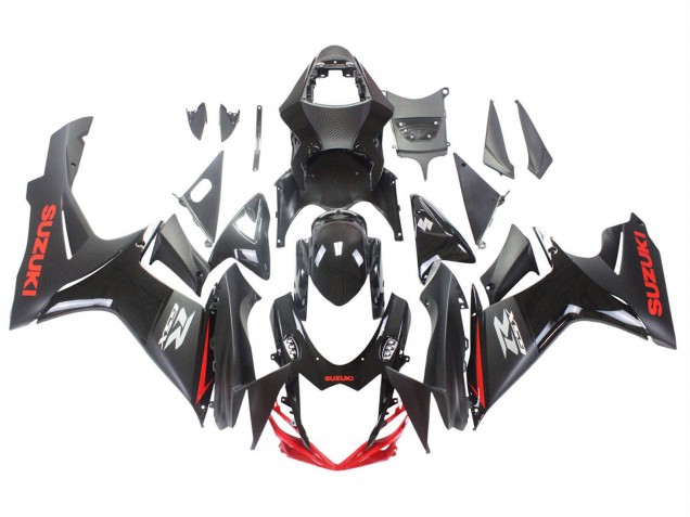 Erschwingliche Suzuki GSXR 600 / GSXR 750 Motorrad Verkleidung 2011-2024 - Schwarz Grau Rot Linie