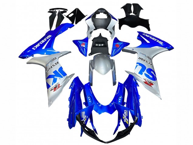 Erschwingliche Suzuki GSXR 600 / GSXR 750 Motorrad Verkleidung 2011-2024 - Blau Silber Ecstar