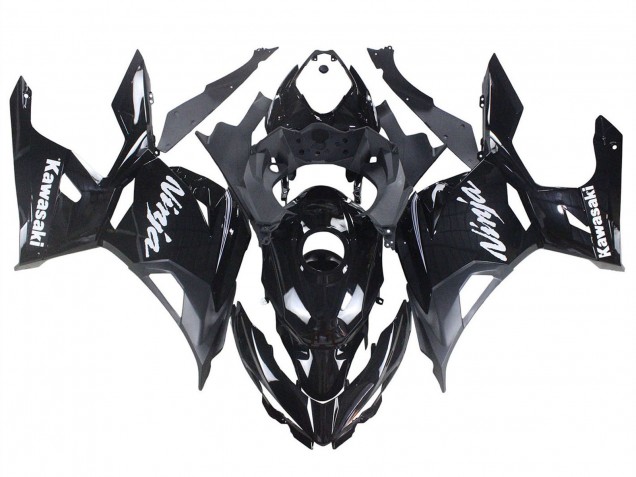 Erschwingliche Kawasaki Ninja 400 Motorrad Verkleidung 2018-2024 - Glanzendes Schwarz Matt Schwarz Weiss Aufkleber
