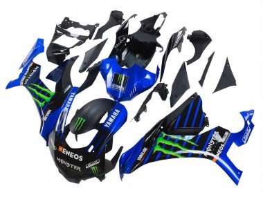 Erschwingliche Yamaha YZF 1000 R1 Motorrad Verkleidung 2015-2019 - Blau Matt Schwarz Grun Monster ENEOS