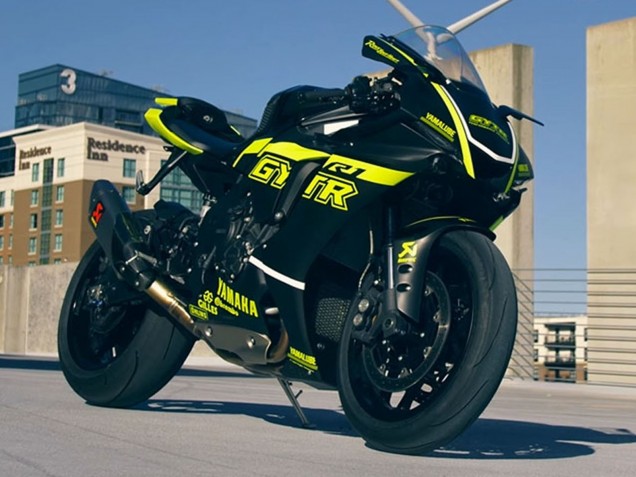 Erschwingliche Yamaha YZF 1000 R1 Motorrad Verkleidung 2020-2025 - Glanzendes Schwarz Fluoreszierendes Gelb