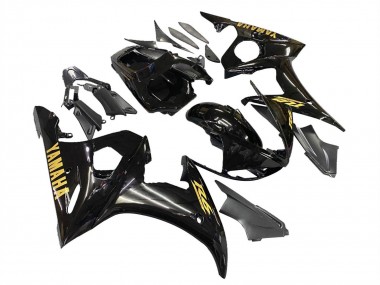 Erschwingliche Yamaha YZF R6S Motorrad Verkleidung 2006-2009 - Glanzendes Schwarz Gold Aufkleber