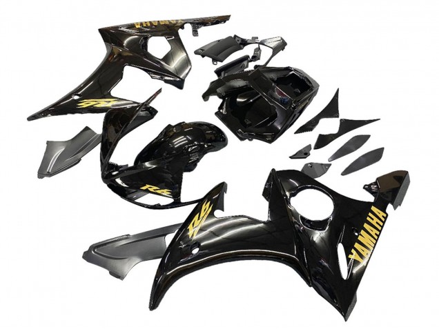 Erschwingliche Yamaha YZF R6S Motorrad Verkleidung 2006-2009 - Glanzendes Schwarz Gold Aufkleber