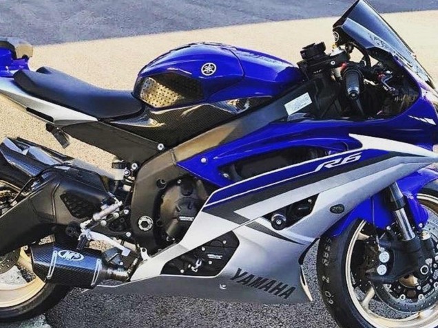 Erschwingliche Yamaha YZF 600 R6 Motorrad Verkleidung 2008-2016 - Silber Blau