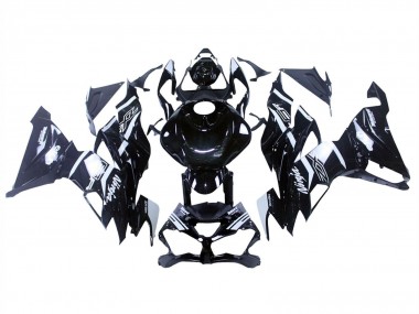 Erschwingliche Kawasaki ZX6R Motorrad Verkleidung 2019-2022 - Glanzendes Schwarz Weiss