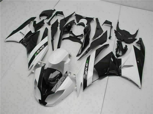 Erschwingliche Kawasaki ZX6R Motorrad Verkleidung 2009-2012 - Glanzendes Schwarz Weiss