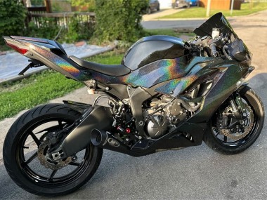Erschwingliche Kawasaki ZX6R Motorrad Verkleidung 2019-2022 - Schwarz Regenbogen