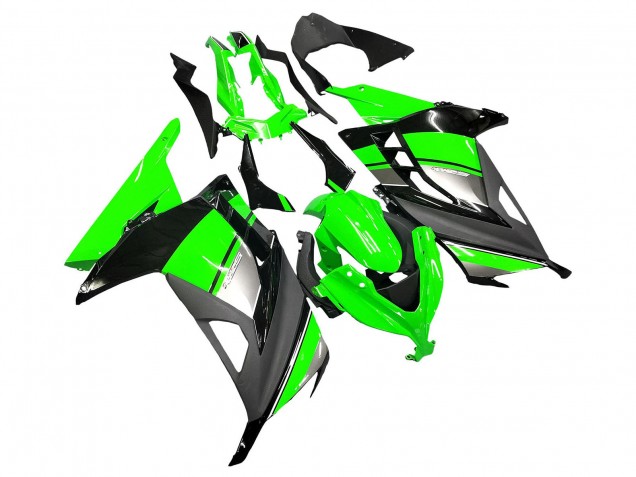 Erschwingliche Kawasaki EX300 Motorrad Verkleidung 2013-2024 - Grun Silber Schwarz