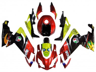 Erschwingliche Aprilia RS4 50 125 Motorrad Verkleidung 2012-2018 - Rot Gelb Glanzendes Schwarz Hai