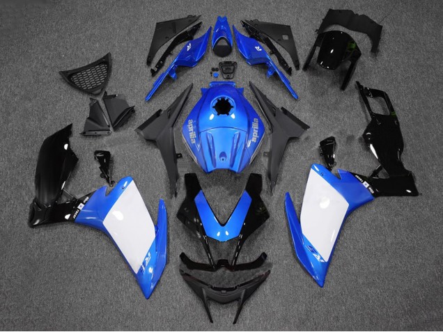 Erschwingliche Aprilia RS4 50 125 Motorrad Verkleidung 2012-2018 - Blau Weiss Glanzendes Schwarz