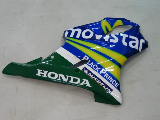 Erschwingliche Honda CBR600 F4i Motorrad Verkleidung 2004-2007 - Blau Gelb Grun MoviStar