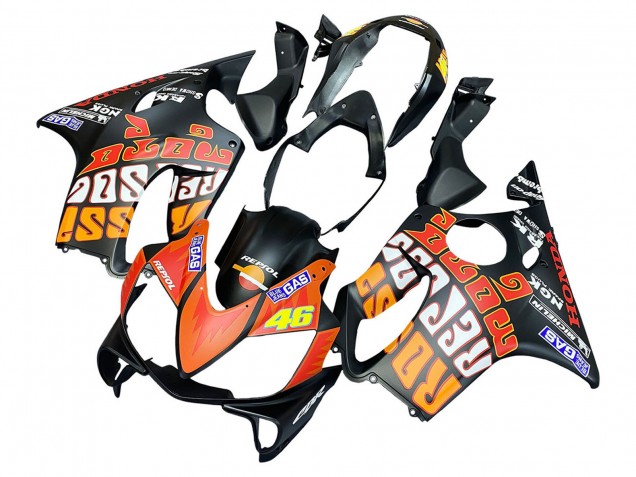 Erschwingliche Honda CBR600 F4i Motorrad Verkleidung 2004-2007 - Matt Schwarz Orange Rossi