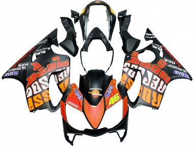 Erschwingliche Honda CBR600 F4i Motorrad Verkleidung 2004-2007 - Matt Schwarz Orange Rossi