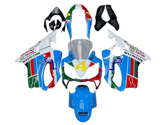 Erschwingliche Honda CBR600 F4i Motorrad Verkleidung 2004-2007 - Weiss Blau Grun Rot