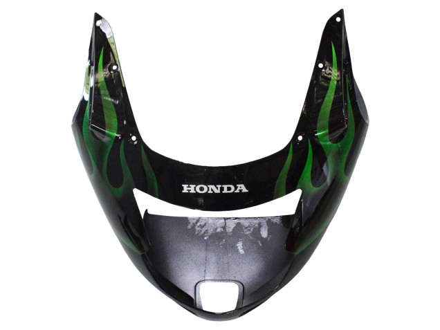 Erschwingliche Honda CBR1100XX Blackbird Motorrad Verkleidung 1996-2007 - Glanzendes Schwarz Grun Flamme