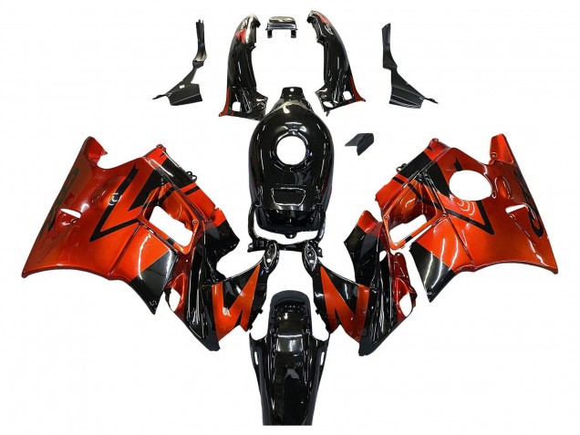 Erschwingliche Honda CBR600 F2 Motorrad Verkleidung 1991-1994 - Orange Glanzendes Schwarz