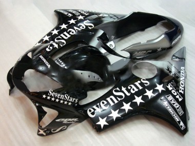 Erschwingliche Honda CBR600 F4 Motorrad Verkleidung 1999-2000 - Glanzendes Schwarz Weiss SevenStars