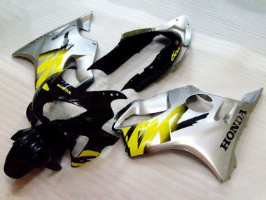 Erschwingliche Honda CBR600 F4 Motorrad Verkleidung 1999-2000 - Silber Gelb Glanzendes Schwarz
