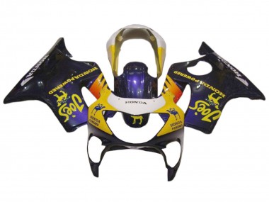 Erschwingliche Honda CBR600 F4 Motorrad Verkleidung 1999-2000 - Weiss Gelb Glanzendes Schwarz Joes