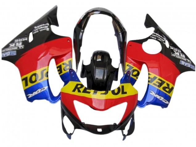 Erschwingliche Honda CBR600 F4 Motorrad Verkleidung 1999-2000 - Rot Gelb Blau Glanzendes Schwarz Repsol