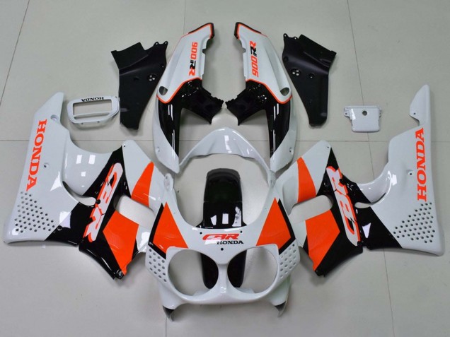 Erschwingliche Honda CBR900RR 893 Motorrad Verkleidung 1992-1993 - Weiss Orange Glanzendes Schwarz