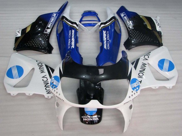 Erschwingliche Honda CBR900RR 893 Motorrad Verkleidung 1994-1995 - Weiss Blau Glanzendes Schwarz Konica Minolta