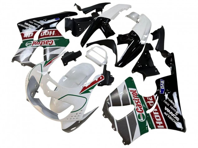 Erschwingliche Honda CBR900RR 893 Motorrad Verkleidung 1996-1997 - Weiss Grun Grau Glanzendes Schwarz Castrol