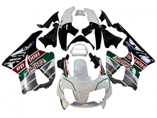 Erschwingliche Honda CBR900RR 893 Motorrad Verkleidung 1996-1997 - Weiss Grun Grau Glanzendes Schwarz Castrol