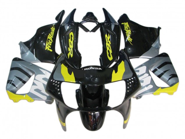 Erschwingliche Honda CBR900RR 919 Motorrad Verkleidung 1998-1999 - Silber Gelb Glanzendes Schwarz Fireblade