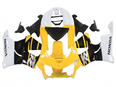 Erschwingliche Honda CBR900RR 919 Motorrad Verkleidung 1998-1999 - Weiss Gelb Glanzendes Schwarz