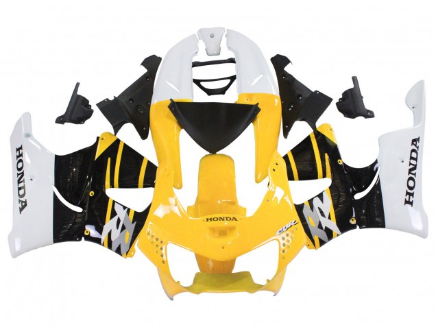 Erschwingliche Honda CBR900RR 919 Motorrad Verkleidung 1998-1999 - Weiss Gelb Glanzendes Schwarz