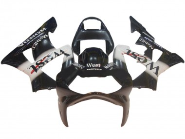 Erschwingliche Honda CBR900RR 929 Motorrad Verkleidung 2000-2001 - Glanzendes Schwarz Weiss West