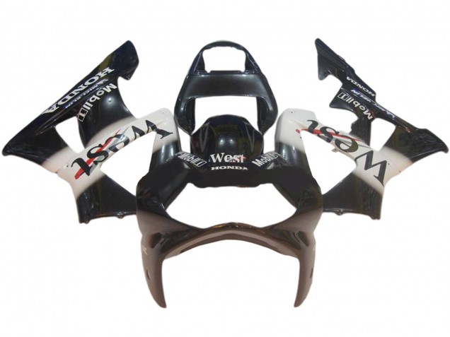 Erschwingliche Honda CBR900RR 929 Motorrad Verkleidung 2000-2001 - Glanzendes Schwarz Weiss West