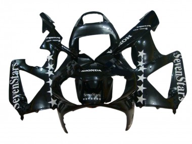 Erschwingliche Honda CBR900RR 929 Motorrad Verkleidung 2000-2001 - Glanzendes Schwarz Weiss SevenStars