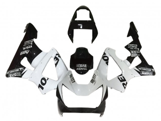 Erschwingliche Honda CBR900RR 929 Motorrad Verkleidung 2000-2001 - Weiss Glanzendes Schwarz Repsol