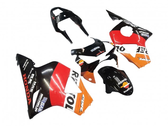Erschwingliche Honda CBR900RR 954 Motorrad Verkleidung Kit 2002-2003 - Orange Weiss Rot Glanzendes Schwarz Repsol