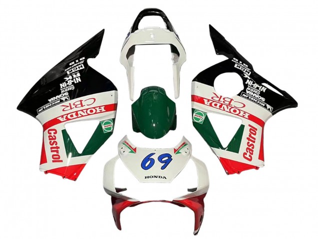 Erschwingliche Honda CBR900RR 954 Motorrad Verkleidung 2002-2003 - Weiss Rot Grun Glanzendes Schwarz Castrol