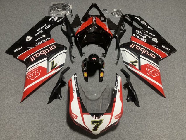 Erschwingliche Ducati 848/1098/1198 Motorrad Verkleidung Kit 2007-2014 - Weiss Rot Glanzendes Schwarz
