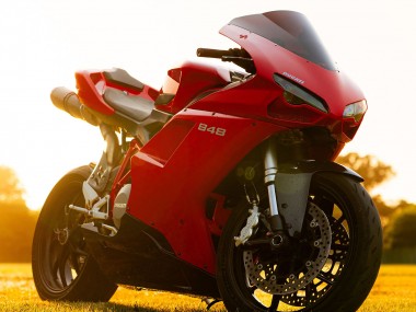 Erschwingliche Ducati 848 Motorrad Verkleidung 2007-2014 - Rot Glanzendes Schwarz