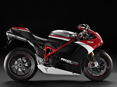 Erschwingliche Ducati 848/1098/1198 Motorrad Verkleidung 2007-2014 - Weiss Rot Glanzendes Schwarz