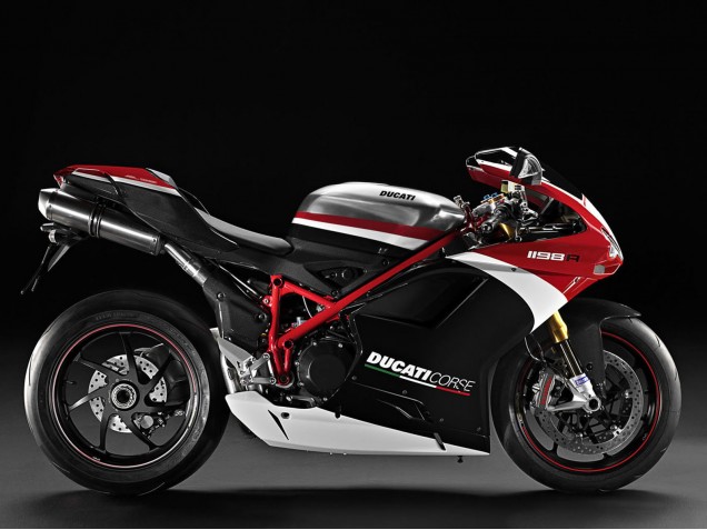 Erschwingliche Ducati 848/1098/1198 Motorrad Verkleidung 2007-2014 - Weiss Rot Glanzendes Schwarz