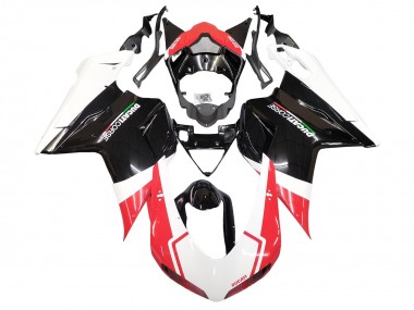 Erschwingliche Ducati 848/1098/1198 Motorrad Verkleidung 2007-2014 - Weiss Rot Glanzendes Schwarz