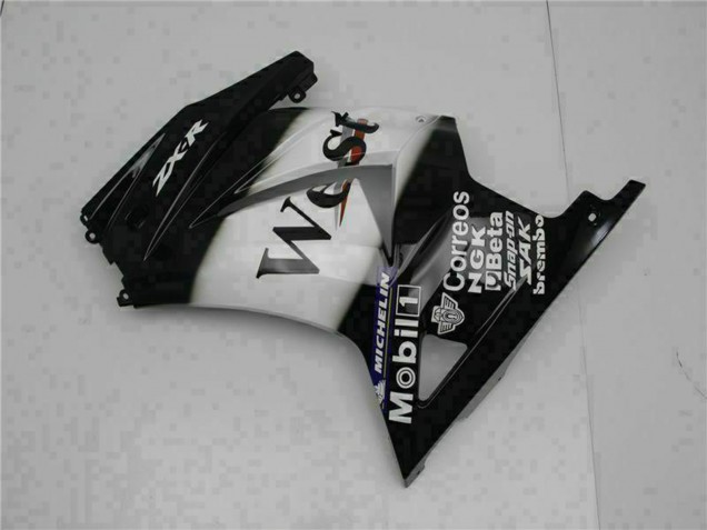 Erschwingliche Kawasaki EX250 Motorrad Verkleidung 2008-2012 - Glanzendes Schwarz Weiss West
