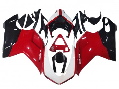 Erschwingliche Ducati 1098 Motorrad Verkleidung 2007-2014 - Weiss Rot Glanzendes Schwarz