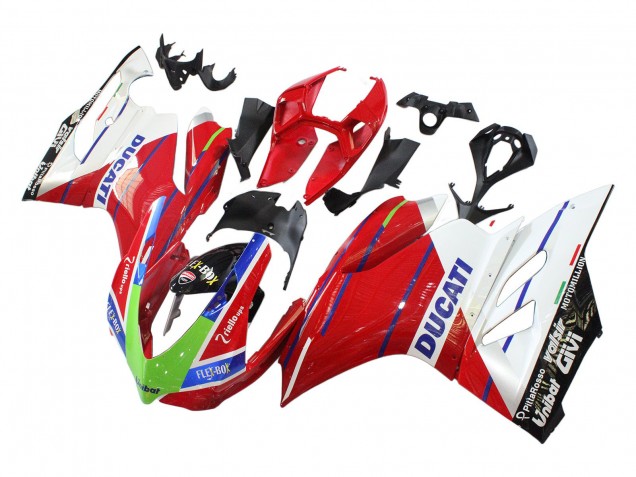 Erschwingliche Ducati Panigale 899/1199 Motorrad Verkleidung 2011-2014 - Weiss Rot Grun Blau Glanzendes Schwarz Flex-Box
