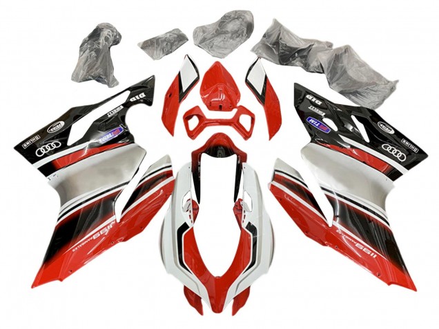 Erschwingliche Ducati 1199 Motorrad Verkleidung 2011-2014 - Silber Rot Glanzendes Schwarz