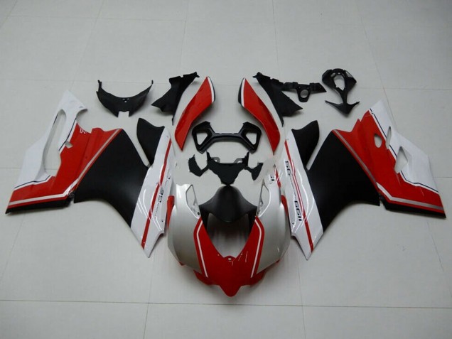 Erschwingliche Ducati 1199 Motorrad Verkleidung 2011-2014 - Weiss Rot Matt Schwarz