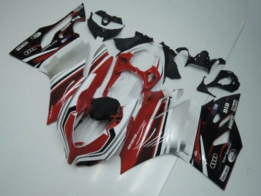 Erschwingliche Ducati Panigale 899 Motorrad Verkleidung 2011-2014 - Weiss Rot Glanzendes Schwarz
